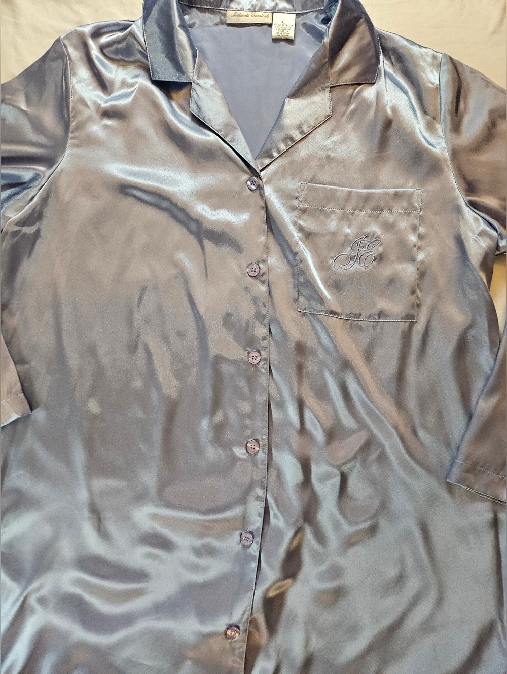 NWT Intimate Essentials Womens Blue Button Up Long Sleeve Sleepshirt Size L - Picture 2 of 13